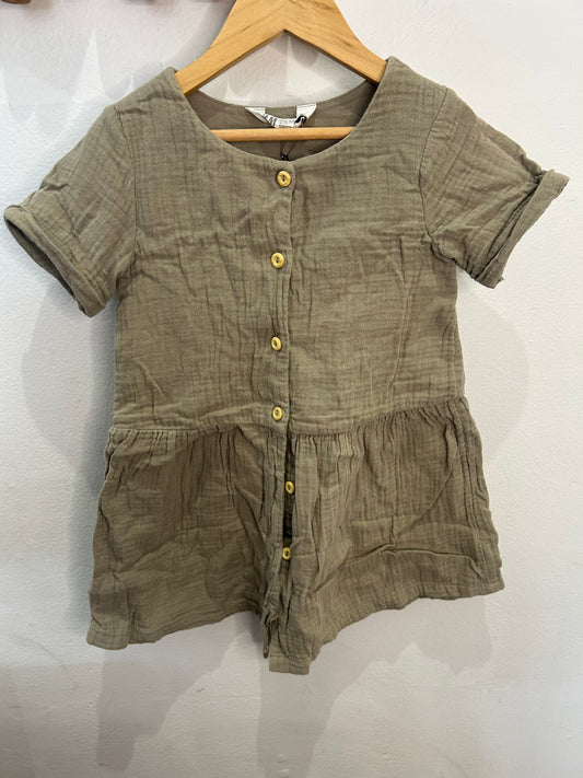 Olive textured dress 3-4y