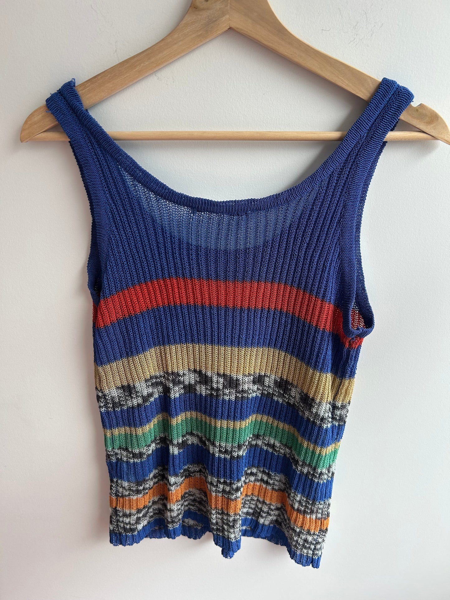 Blue sheer knit tanktop M