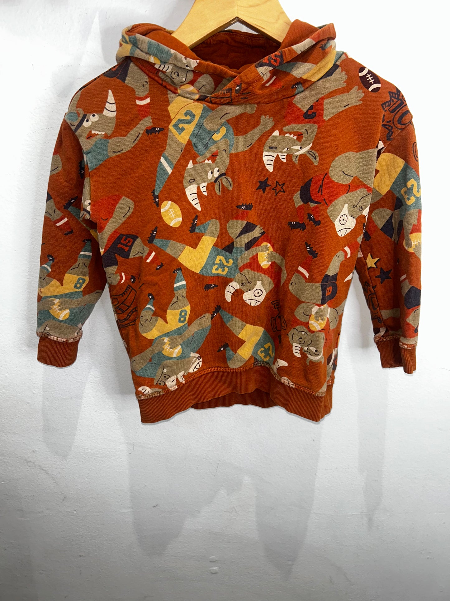 Football rhino hoodie 5y