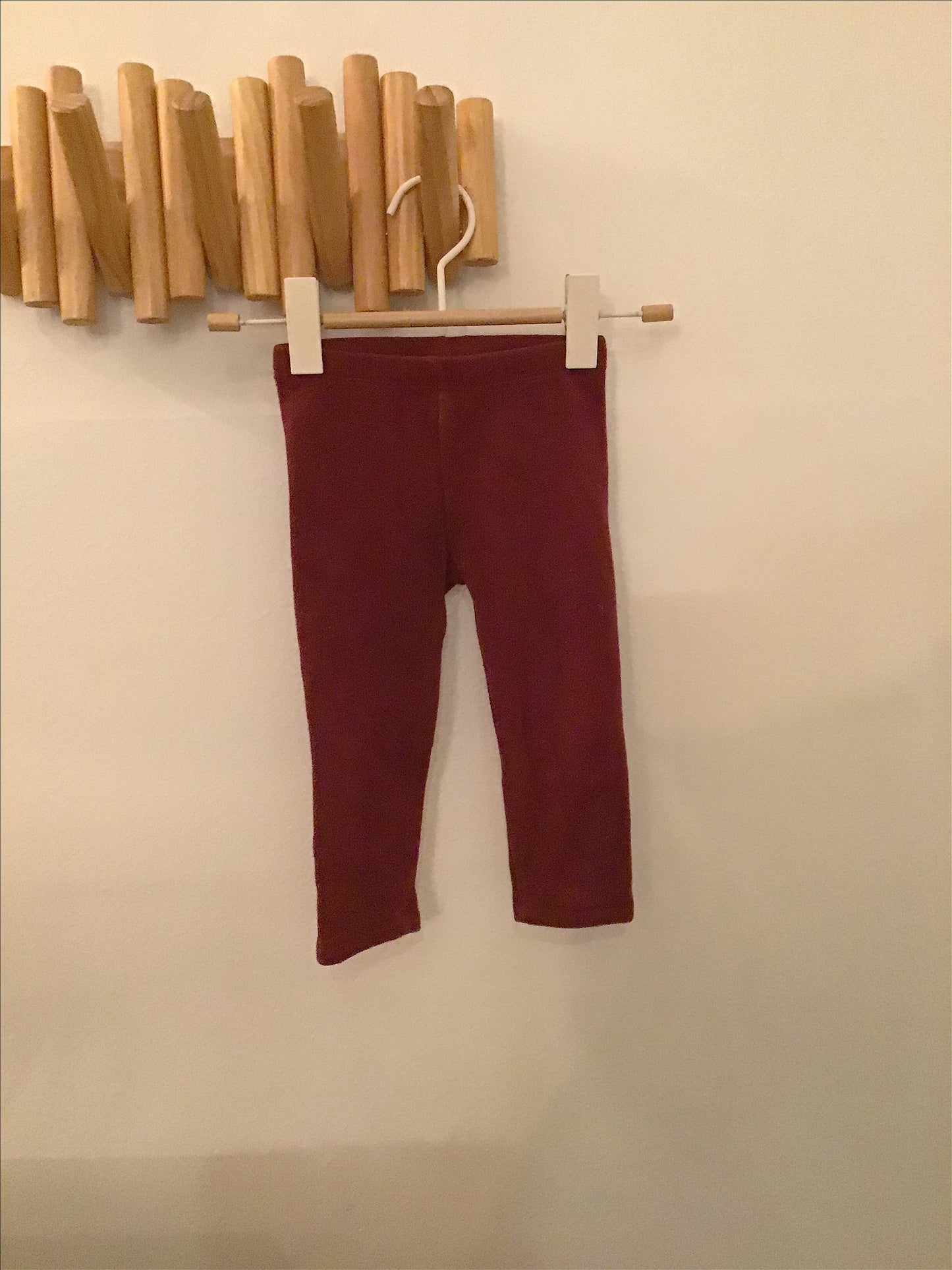 Maroon fleece leggings 2y