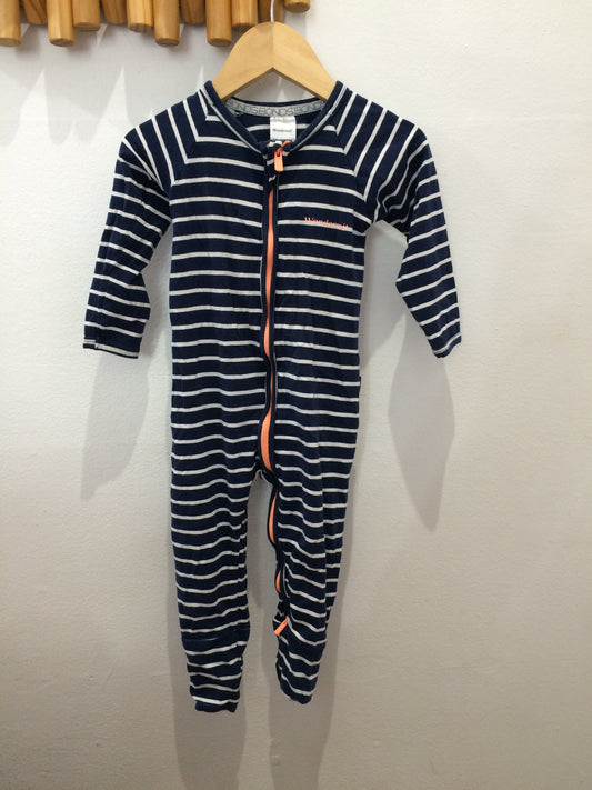 Bonds Wondersuit blue stripes 12-18m