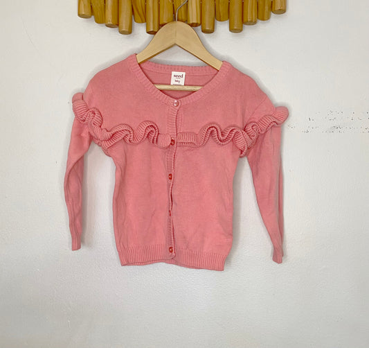 Seed peach frilly cardigan 2y