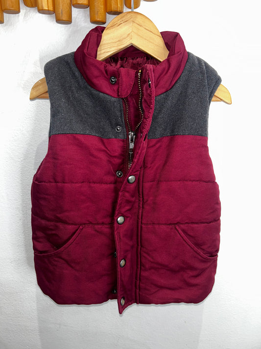 Maroon puffer vest 2-3y
