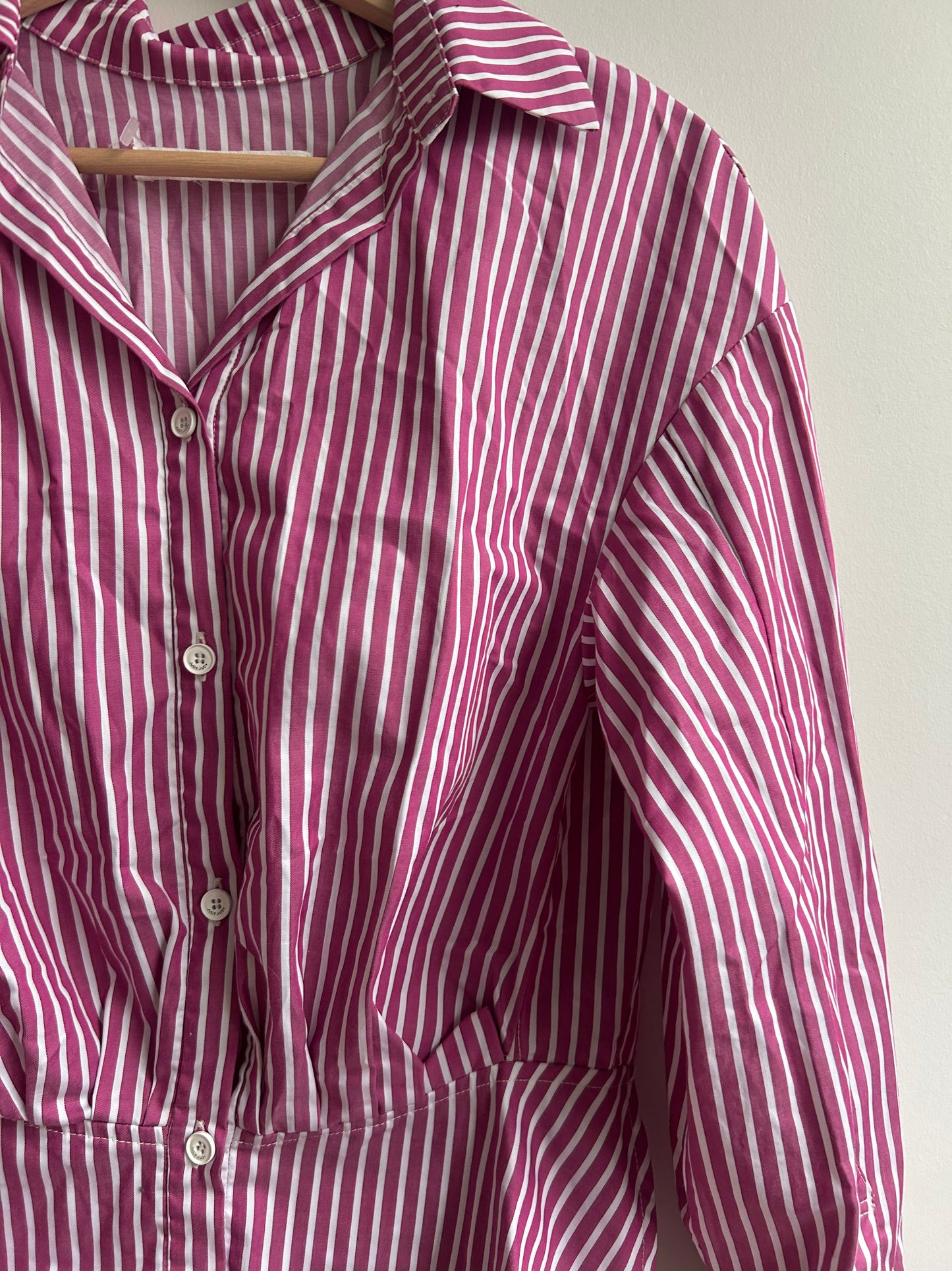 Plum striped peplum shirt S