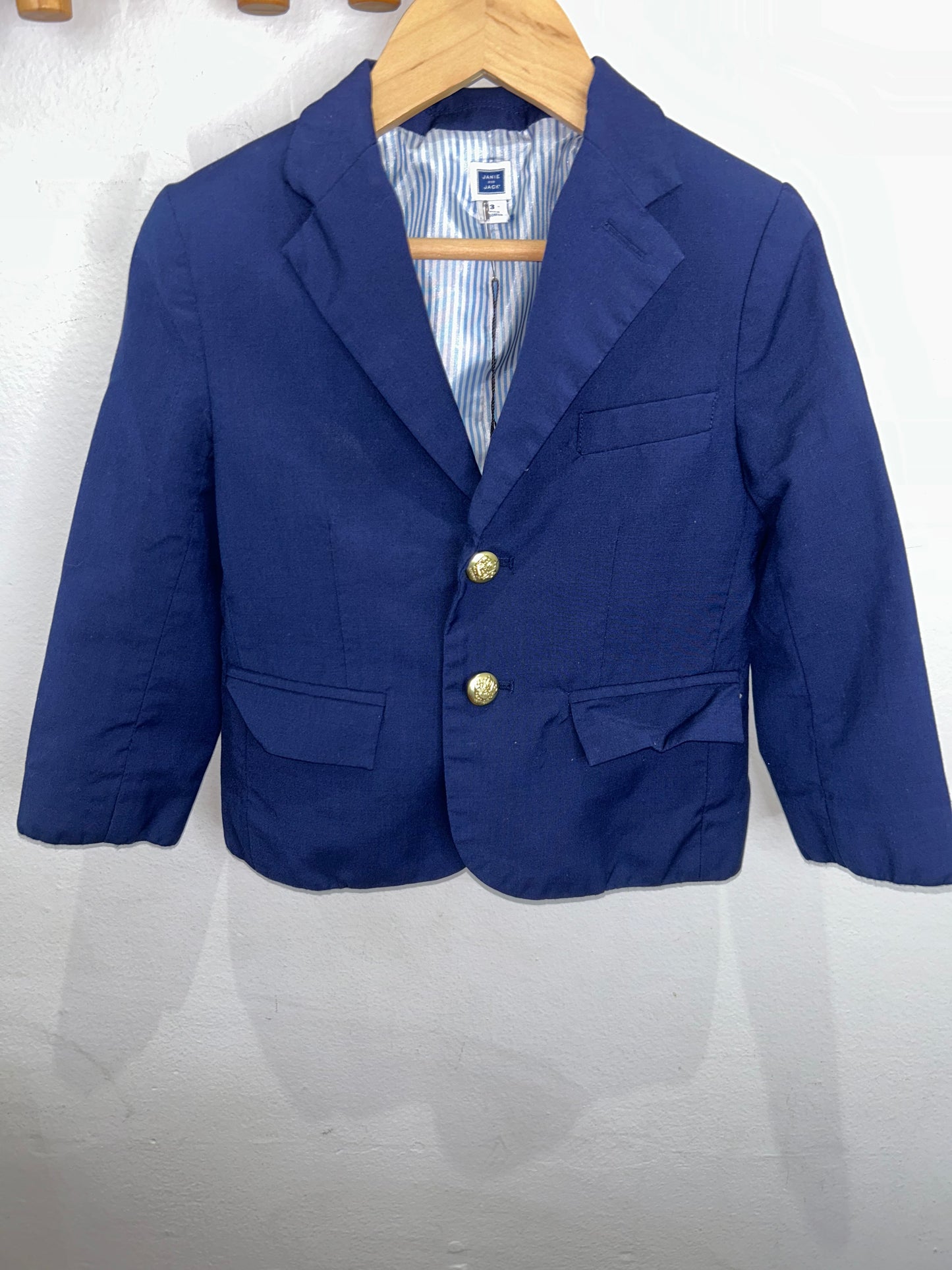 Janie & Jack gold button navy blazer 3y