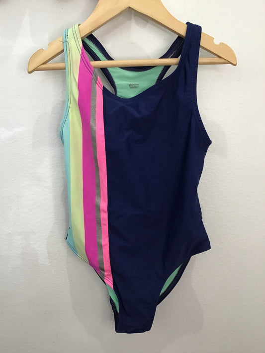 Blue side strpies swimsuit 6y