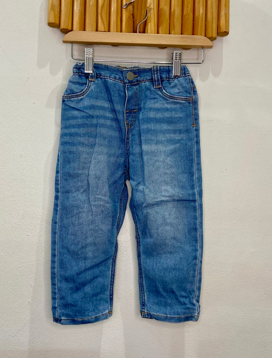 Cotton lined light wash jeans 18-24m