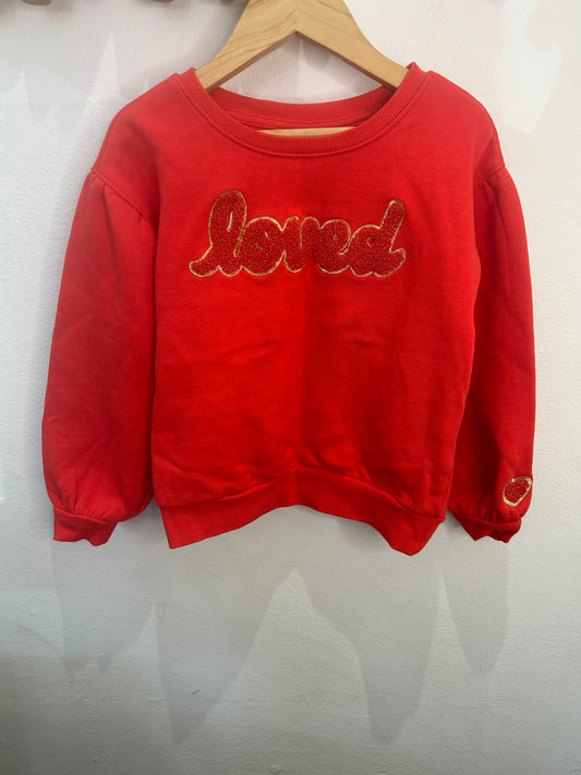Tomato red loved pullover 5-6y