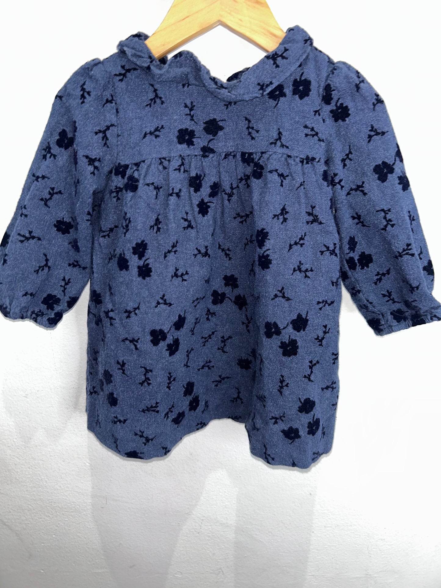 Blue black floral dress 12-18m