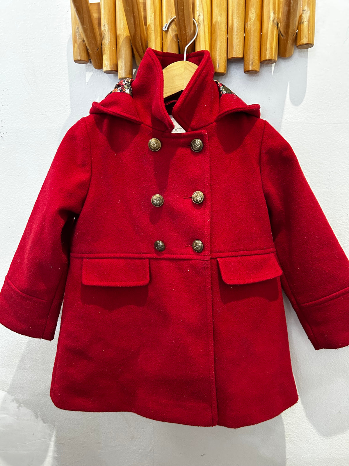 Red double brested coat 5-6y