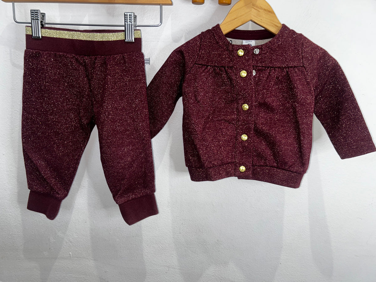 Sparkly gold maroon set 12m