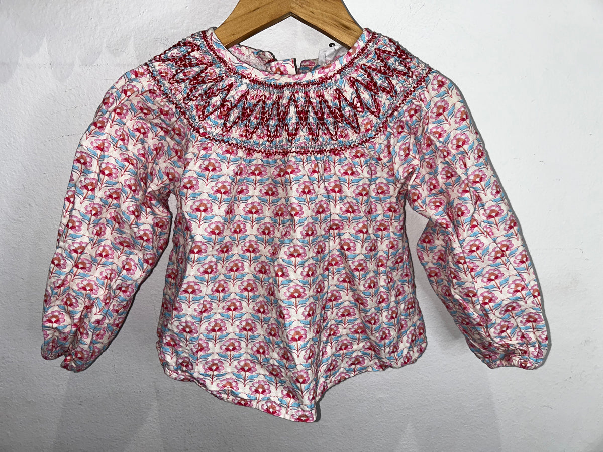 Pink smocked blouse 2y