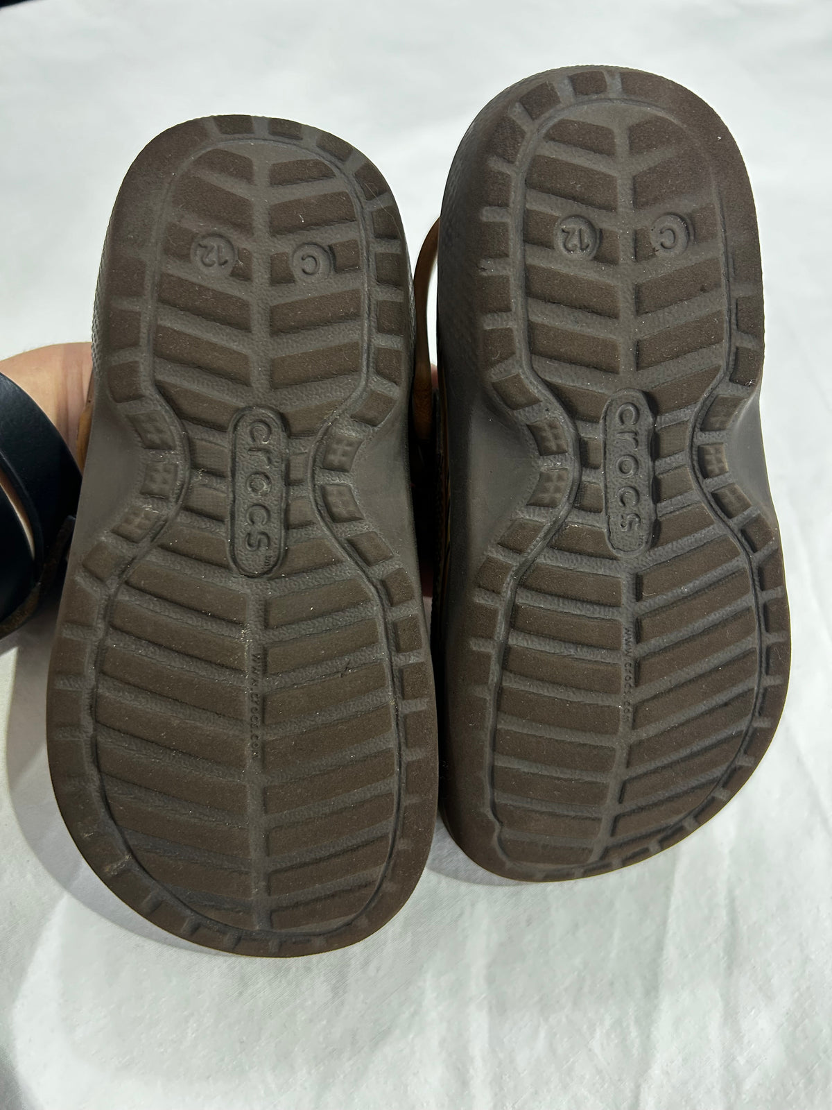 C12 brown lined Wookie Crocs