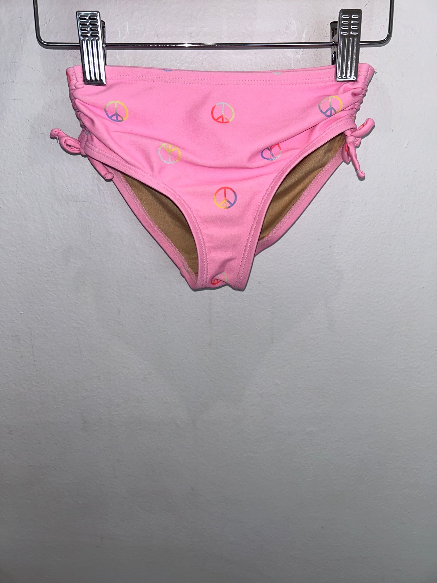 Pink peace sign two-piece swimsuit 5y