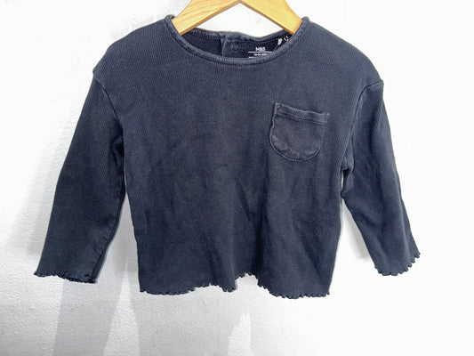 Black rib pocket longsleeve 18-24m