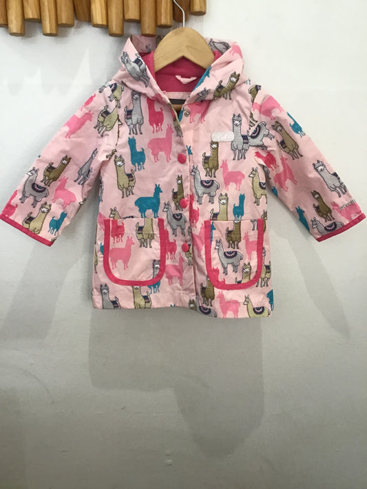 Pink llama rainjacket 12m