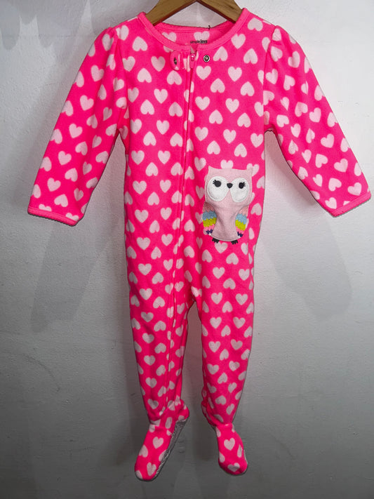 Neon owl fleece sleeper 18m