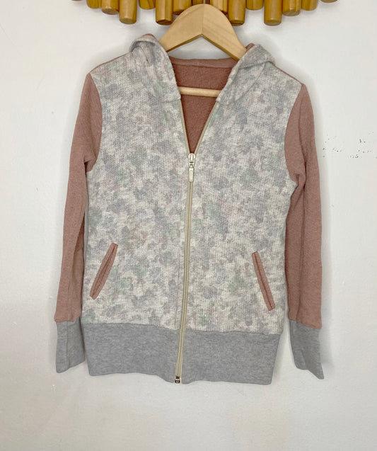 Knit rose and print zip-up 4y