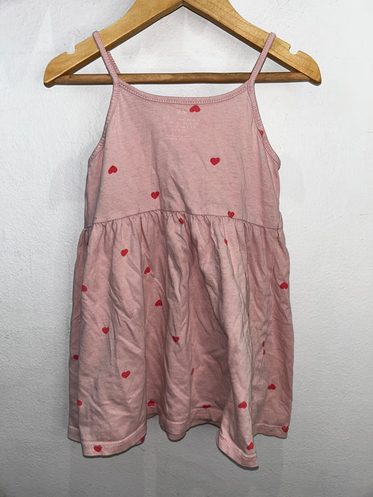 Pink hearts tanktop dress 2-4y