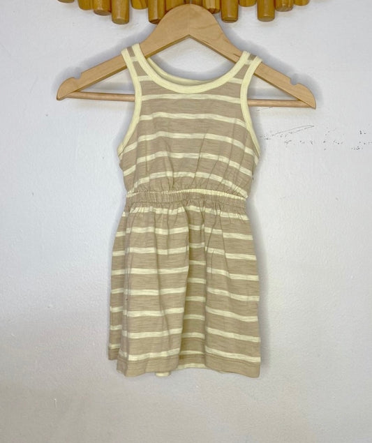 Yellow stripes brown dress 12-18m NEW