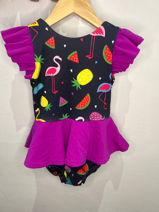Flamingo and fruit swimsuit 4-5y