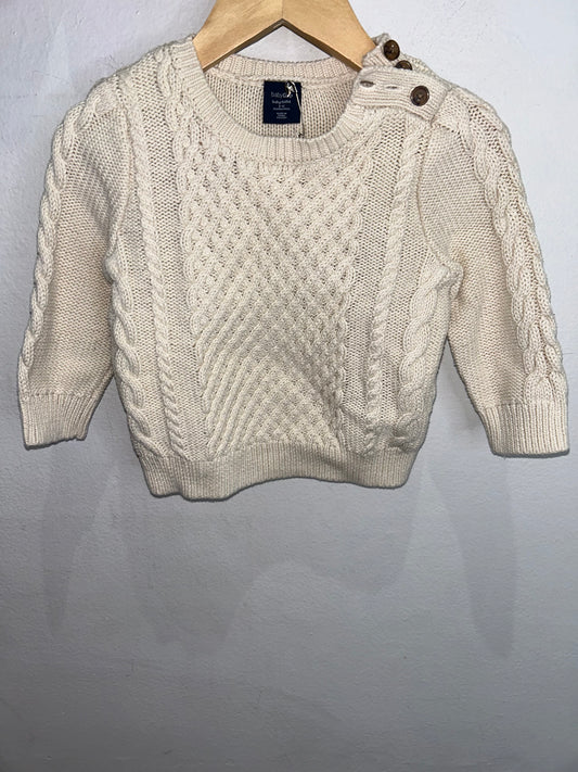 Cable knit cream sweater 6-12m
