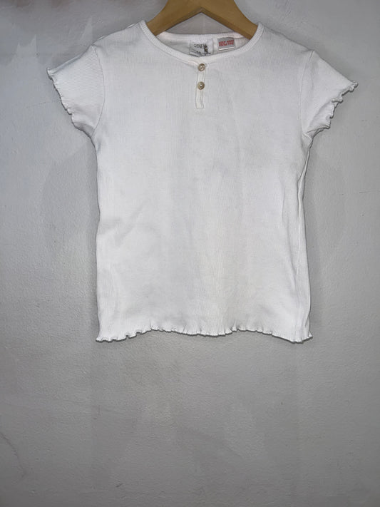White ribbed henley 4-5y