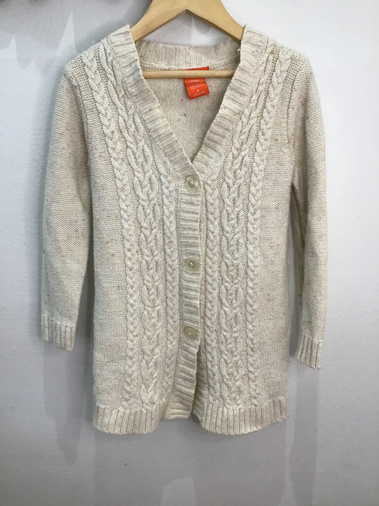 Cardigan cream flecked cable knit 5y
