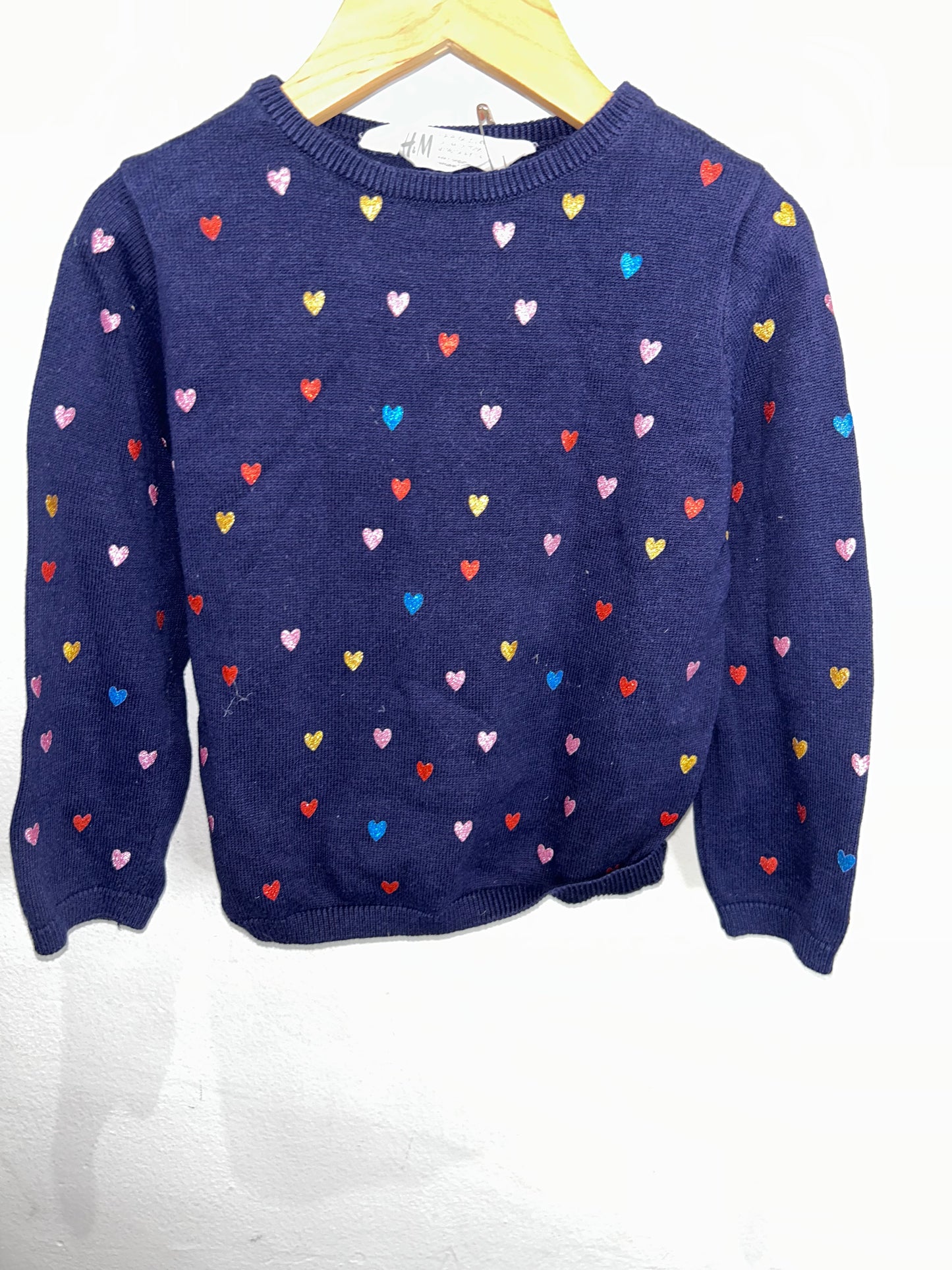 Sparkly hearts blue sweater 2-4y