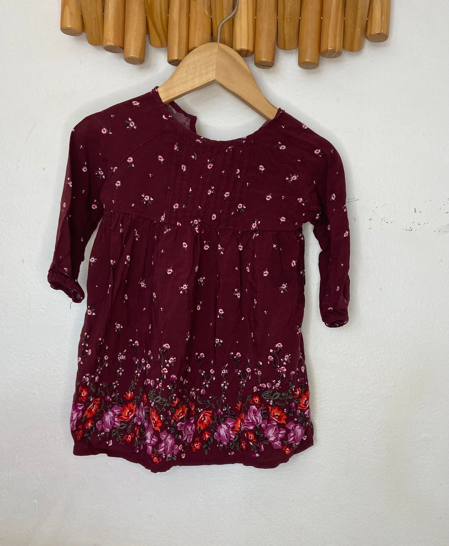 Maroon floral dress 6-12m