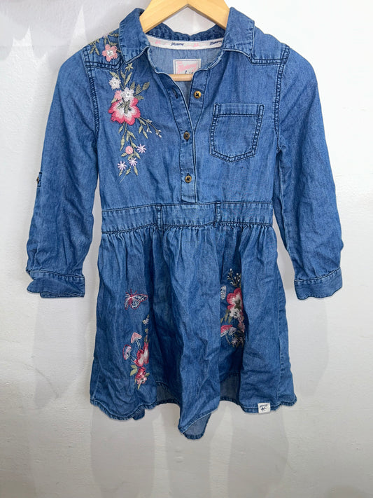 Denim embroidered dress 6y