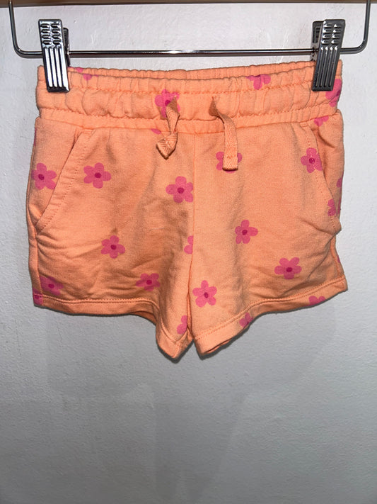 Peach shorts pink flowers 5y