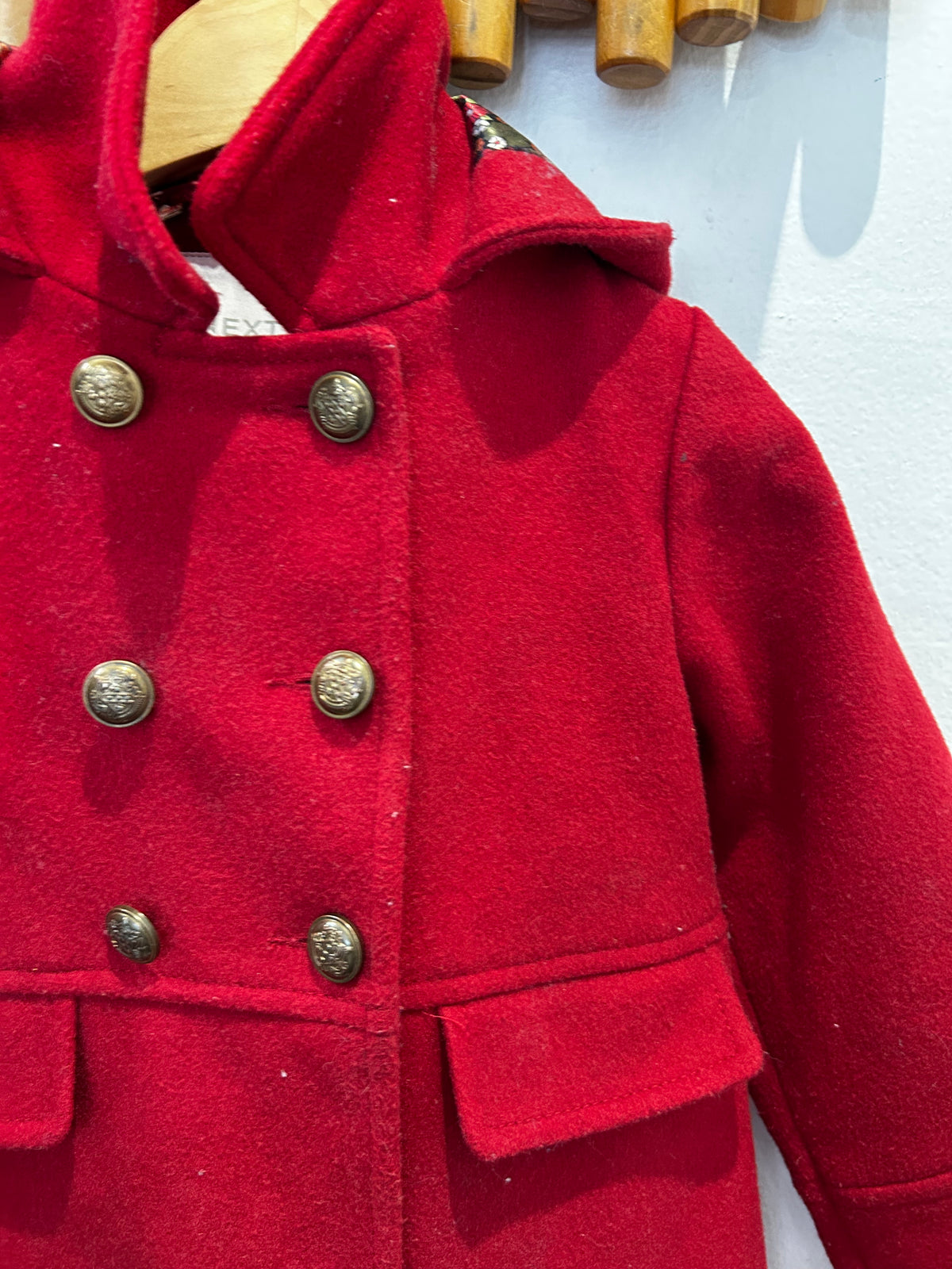 Red double brested coat 5-6y