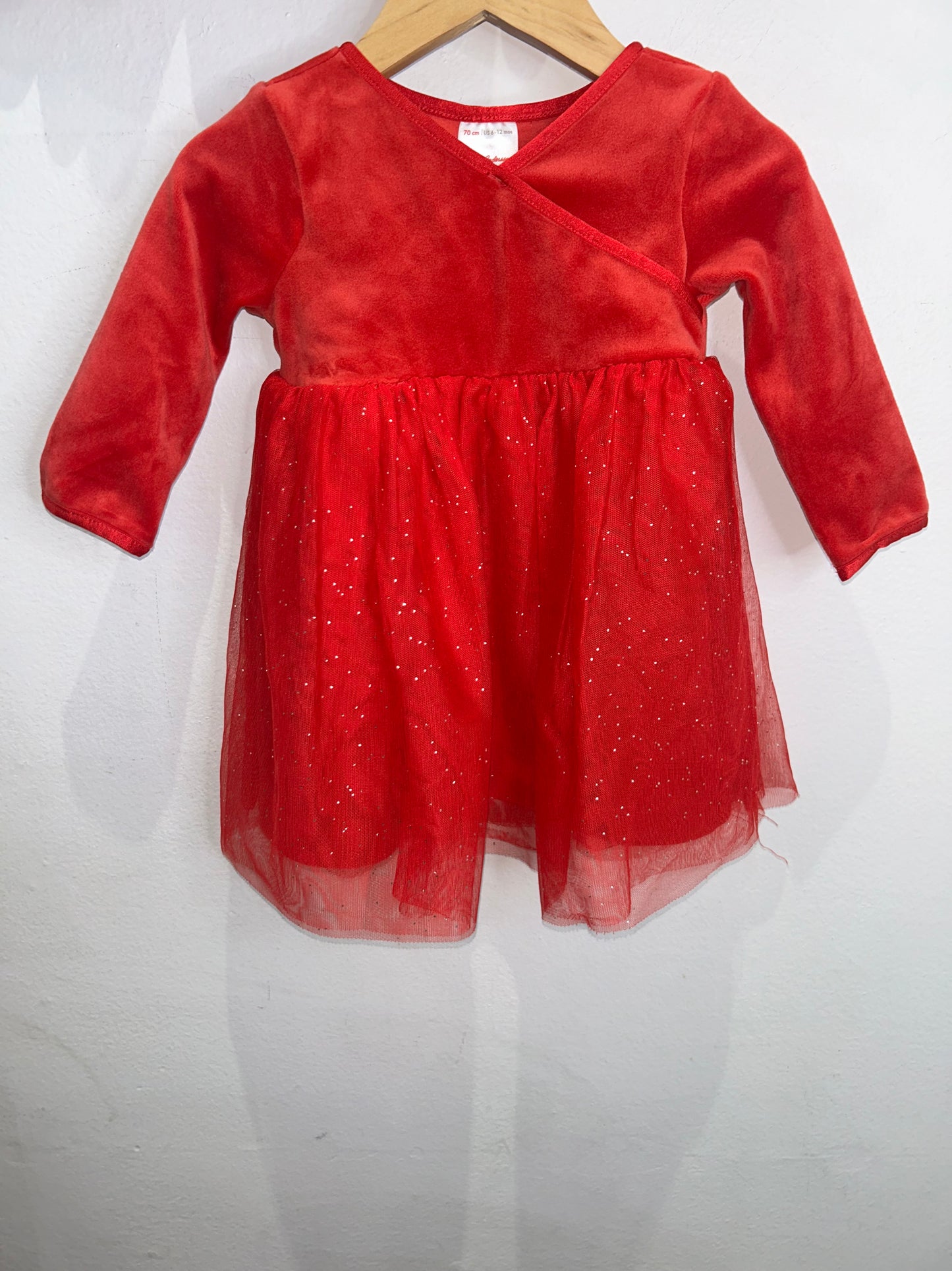 Hannah Andersson red velvet dress 6-12m