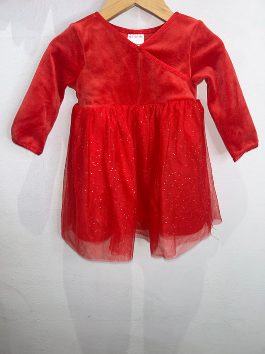 Hannah Andersson red velvet dress 6-12m
