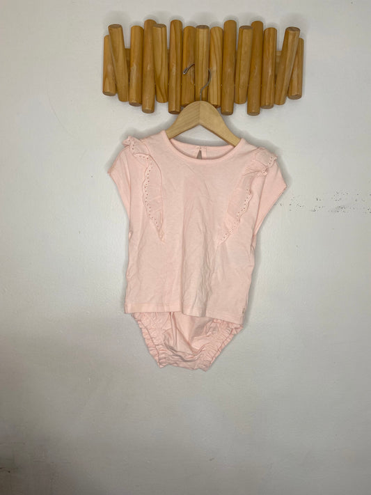 Pink frills tee and bloomer set 18-24m NEW