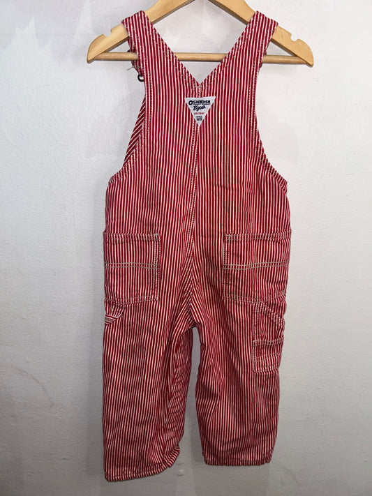 Red stripe denim overalls 24m