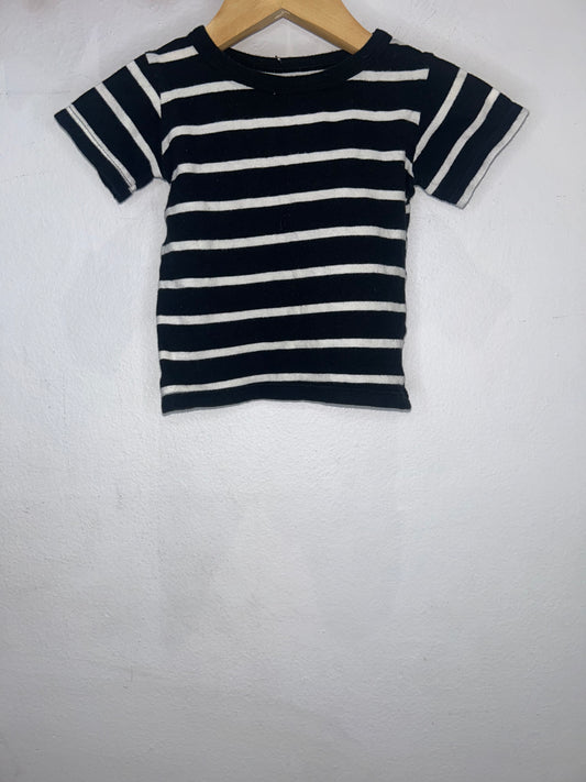 Minimioche black strpie tee 6-12m