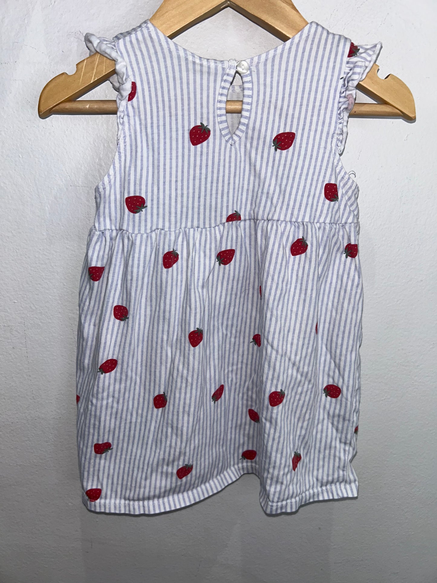 Strawberries stripe dress 12-18m