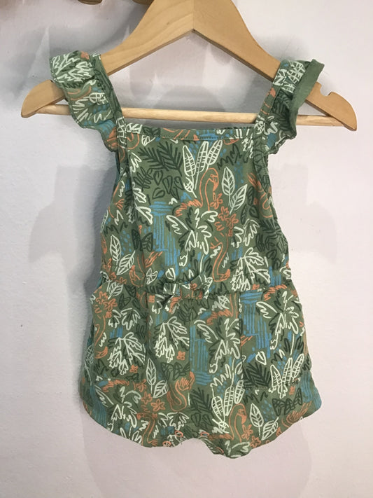 Romper shorty green pattern 3-6m