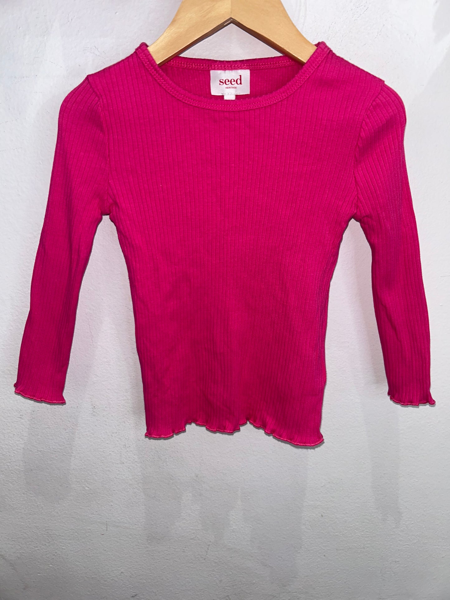 Dark pink ribbed longsleeve 3y
