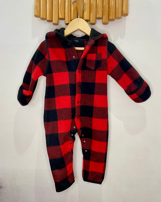 Fleec warm buffalo plaid romper 3-6m