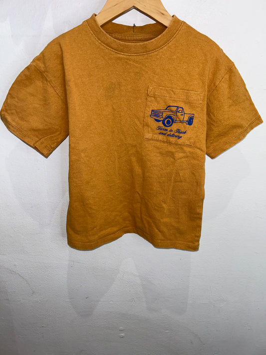 Mustard tee with truck 4-6y