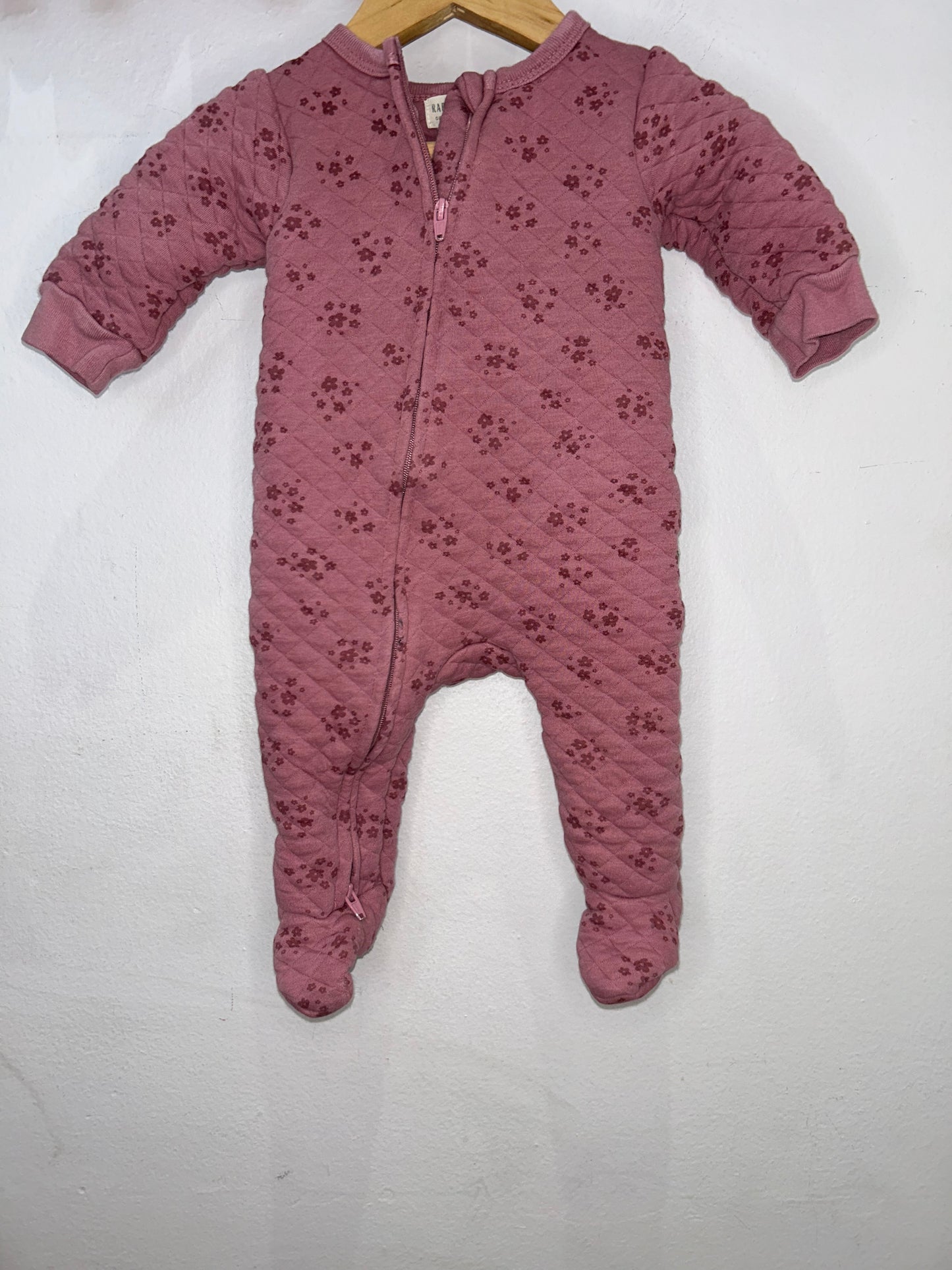 Pink quilted sleeper 3-6m