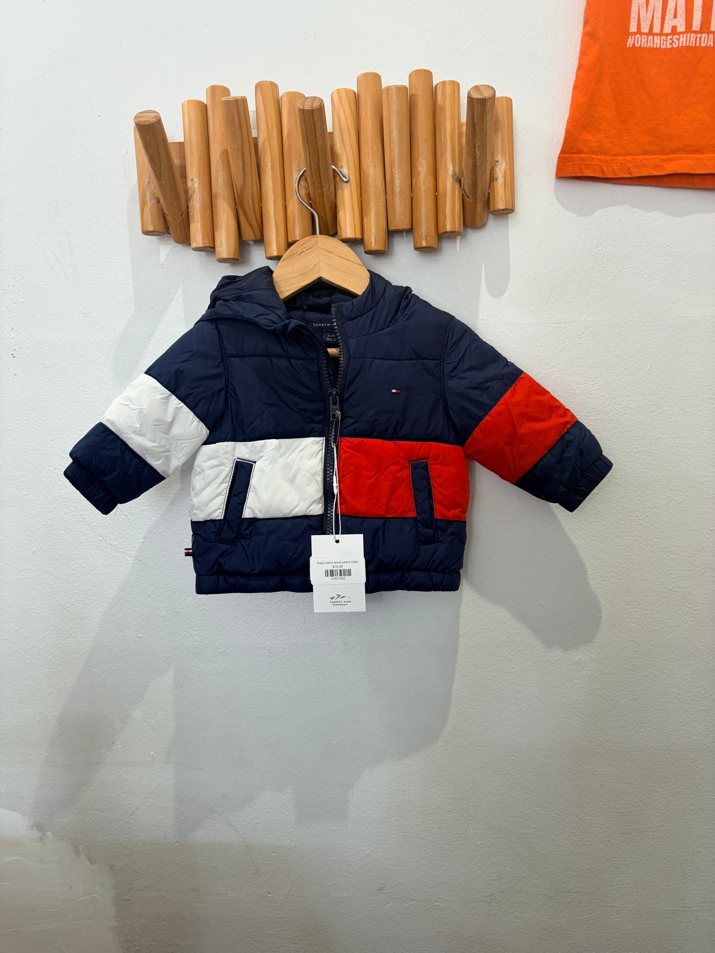 Navy colour block jacket 3-6m