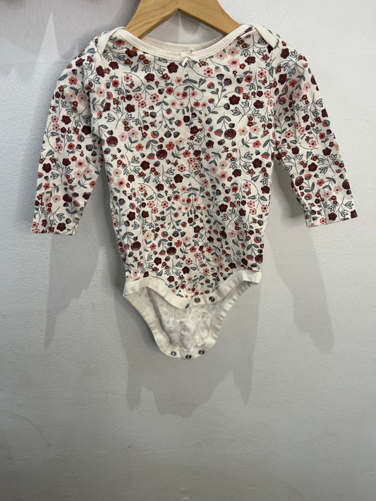 Maroon flowers onesie 12m