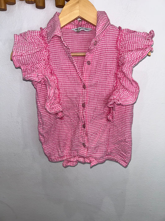 Pink gingam blouse 4-5y