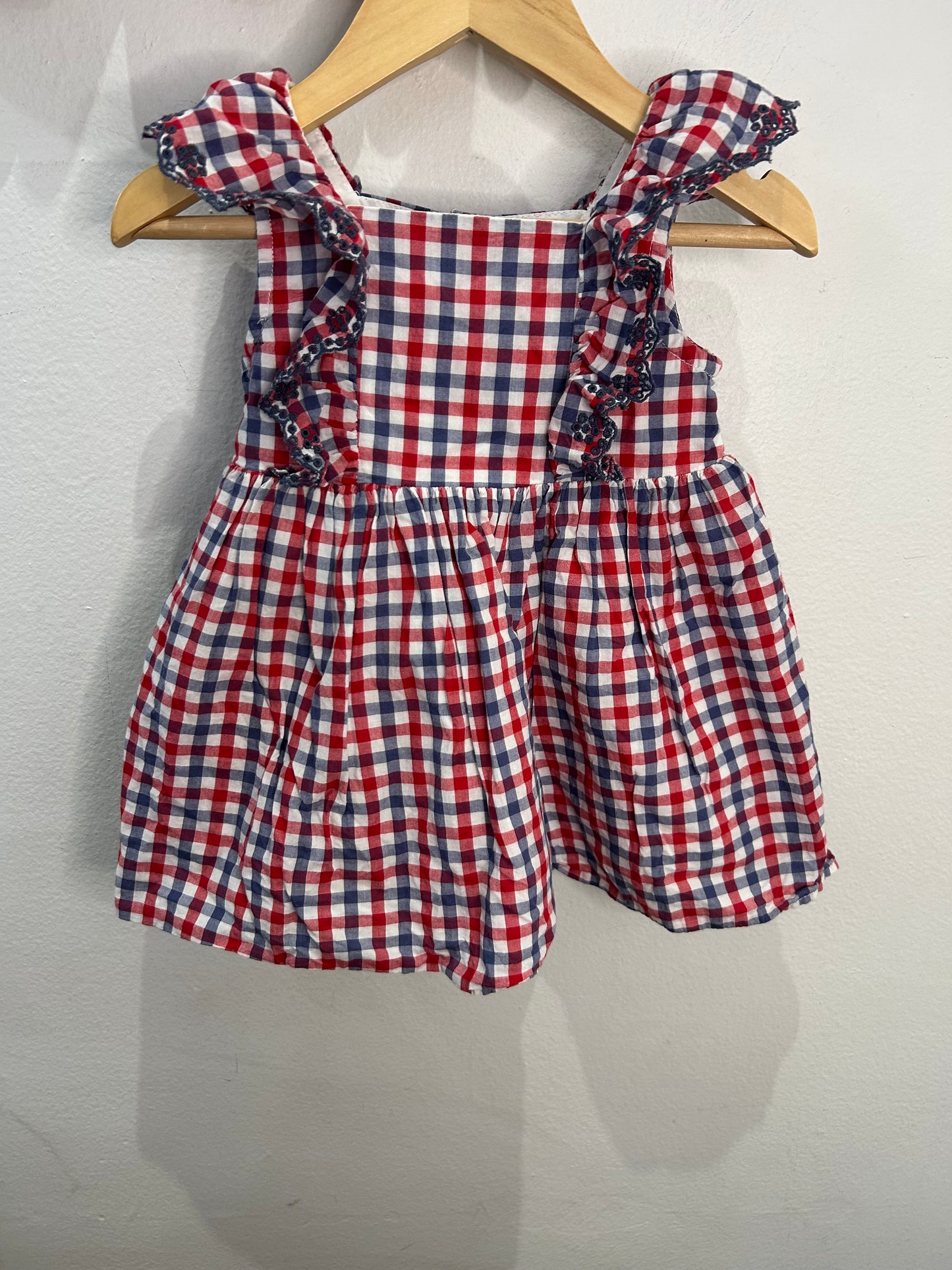 Red and blue checkered dress 12-18m