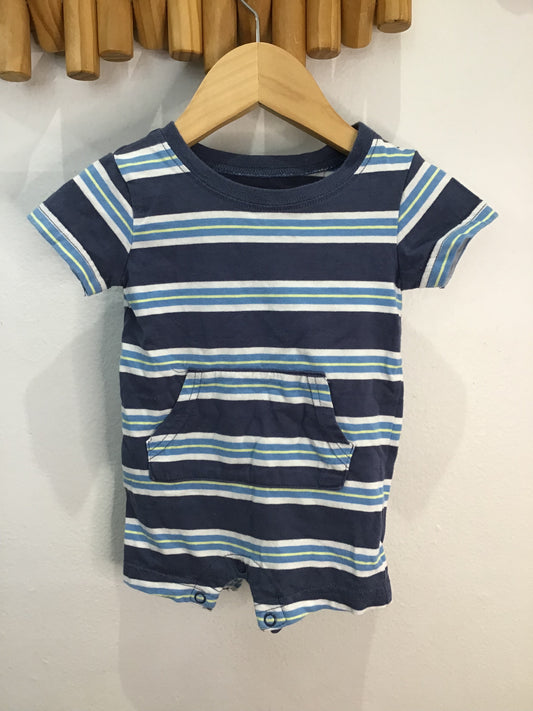 Romper shorty blue stripe 0-3m