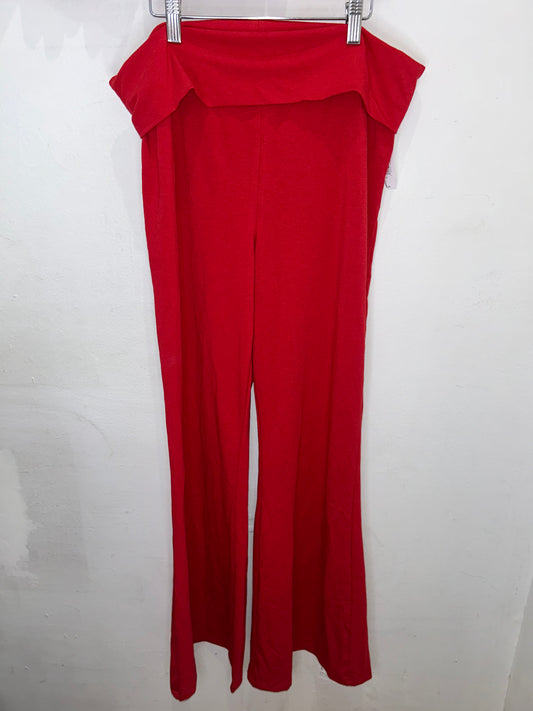 red flare cotton pants - adult L(new)
